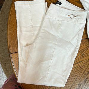 Glimpse Women's Pants‎ size L Fake buckles on front of waist  White